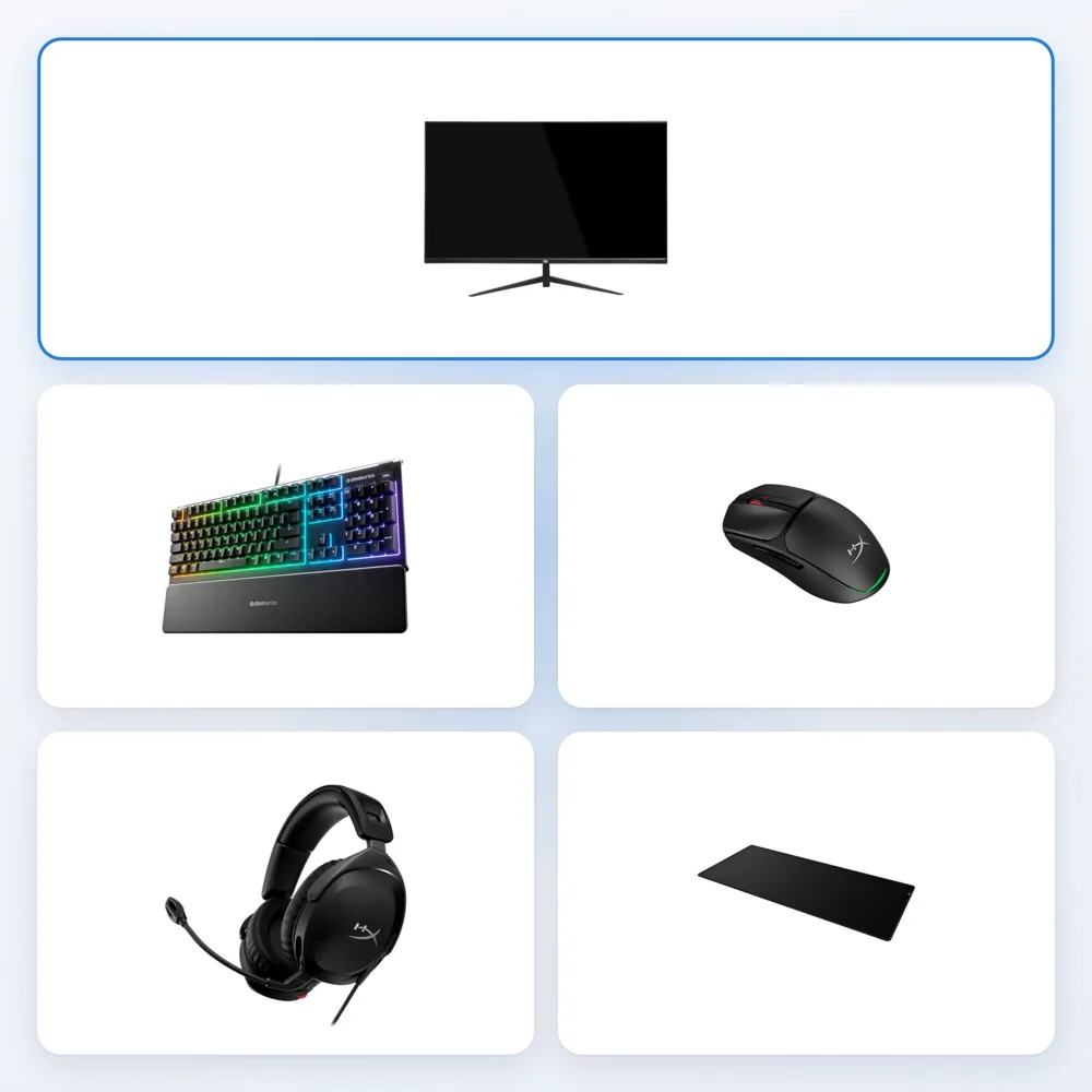 Игровое место Комплект для игрового места: монитор, клавиатура, мышь, гарнитура, коврик