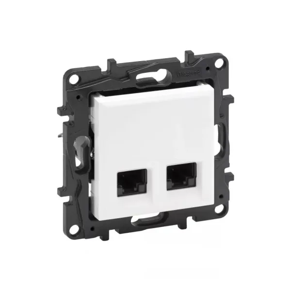Информационная розетка двойная Niloe Step 2хRJ45 Кат.6 UTP Белый new