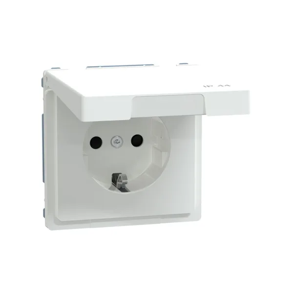Розетка MERTEN MTN2314-6035 D-Life 16А с з/к с крышкой IP44 белый лотос