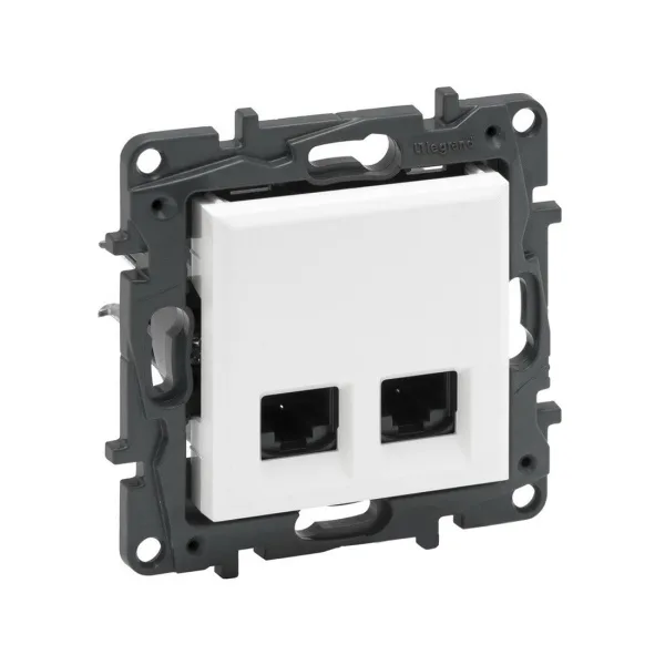 Информационная розетка двойная Niloe Step 2хRJ45 Кат.5e UTP Белый new