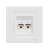 Розетка двойная компьютерная SE EPH4400121 Asfora RJ45 в сборе белый