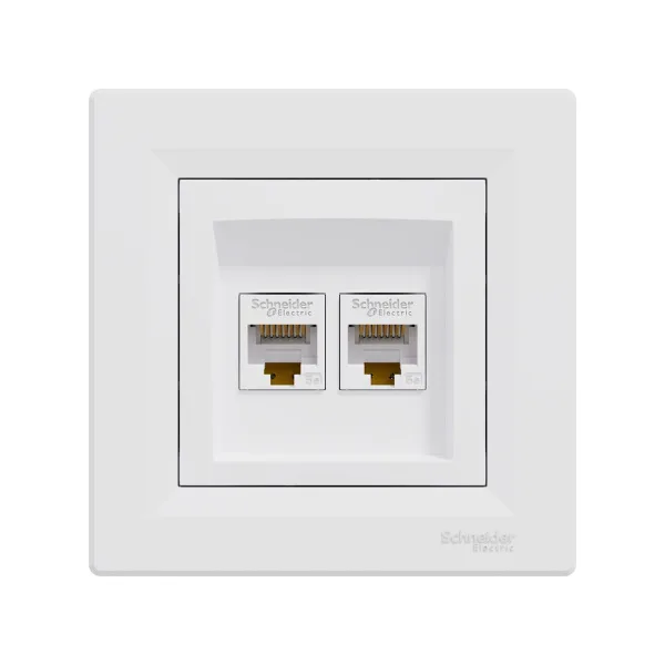 Розетка двойная компьютерная SE EPH4400121 Asfora RJ45 в сборе белый