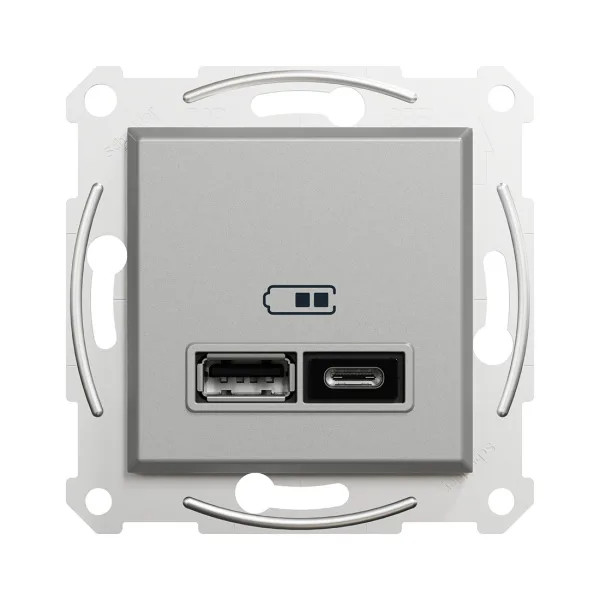 Розетка USB SE EPH2700361 Asfora A+С 2,4А механизм алюминий