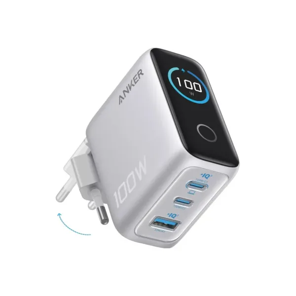 Адаптер питания Anker Charger (100W, 3 Ports, Smart Display) (B121BG41)