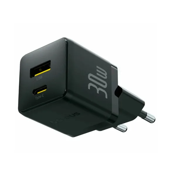 Адаптер питания Baseus Palm C+U 30W Black ( в комлпекте кабель Type-c) (P1011160A113-01)