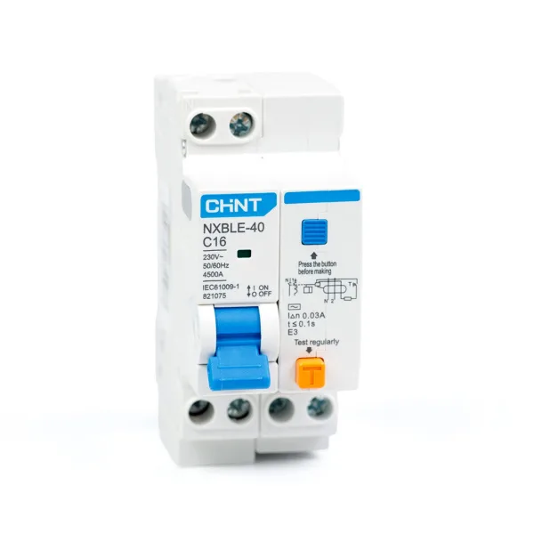 Дифференциальный автомат CHINT NXBLE-40 1P+N 16А C 30mA эектронный тип AC 4,5kA