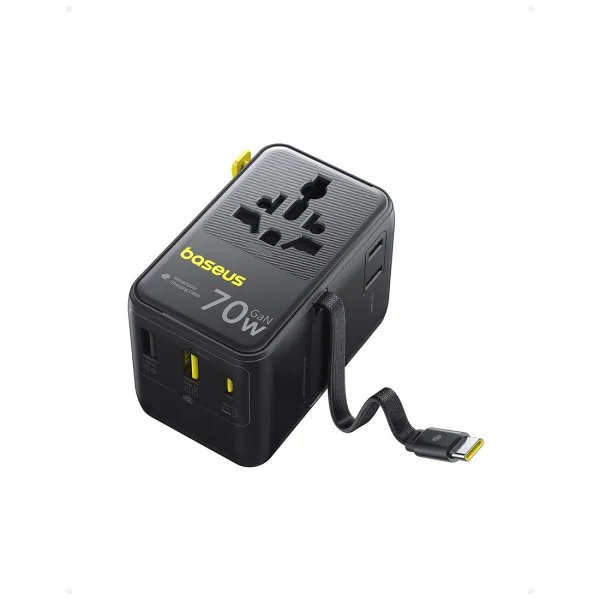 Адаптер питания Baseus EnerCore CG11 Universal Travel Adapter 70W 2AC+2U+2C Cosmic Black