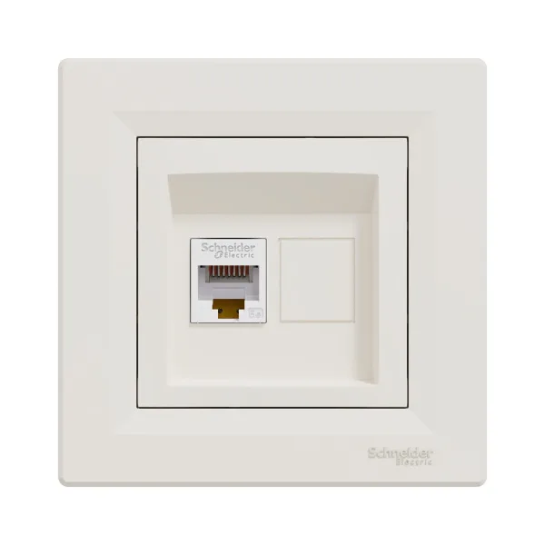 Розетка компьютерная SE EPH4300123 Asfora RJ45 кат. 5e в сборе кремовый