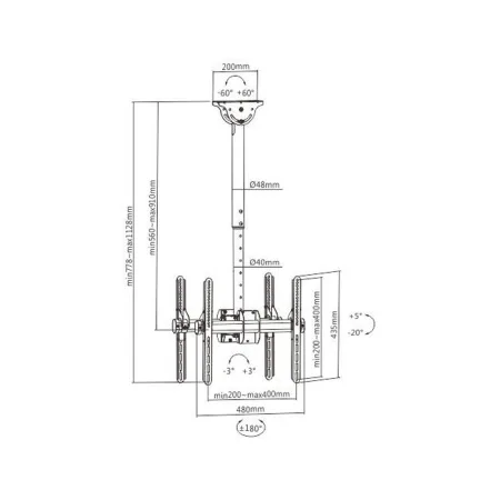 Кронштейн потолочный Brateck PLB-CE944-01SD для 2-х ТВ и мониторов, 32″-55″