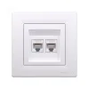 Розетка двойная компьютерная SE EPH4800121 Asfora RJ45 кат. 6 в сборе белый