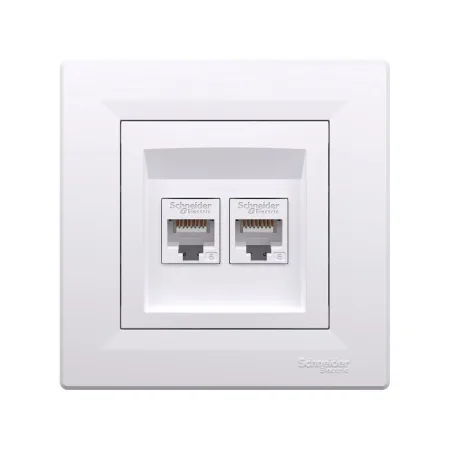 Розетка двойная компьютерная SE EPH4800121 Asfora RJ45 кат. 6 в сборе белый