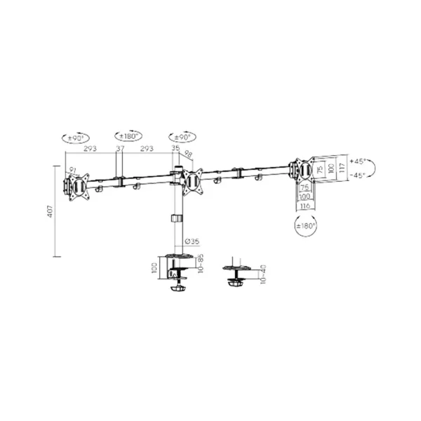 Настольный кронштейн XG MG-1727T для 3-х мониторов (17″-27″)