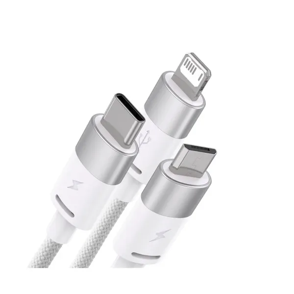 Интерфейсный кабель Baseus StarSpeed 1-for-3 USB to M+L+C 3.5A 1.2m White (CAXS000002)