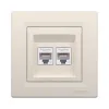Розетка двойная компьютерная SE EPH4800123 Asfora RJ45 кат. 6 в сборе кремовый
