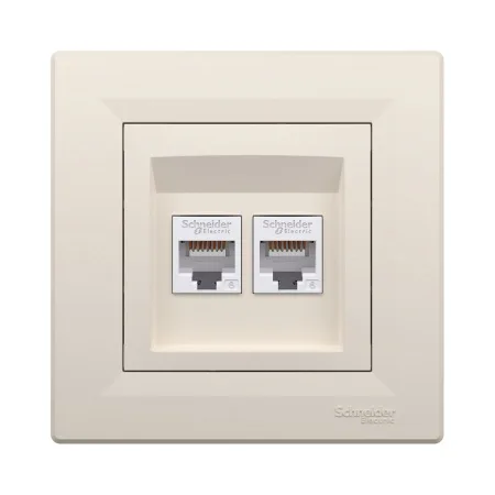 Розетка двойная компьютерная SE EPH4800123 Asfora RJ45 кат. 6 в сборе кремовый