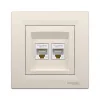 Розетка двойная компьютерная SE EPH4400123 Asfora RJ45 в сборе кремовый