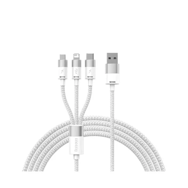 Интерфейсный кабель Baseus StarSpeed 1-for-3 USB to M+L+C 3.5A 1.2m White (CAXS000002)