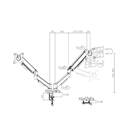 Настольный кронштейн с газлифтом XG MGA-1732D для 2-х мониторов (17″-32″)