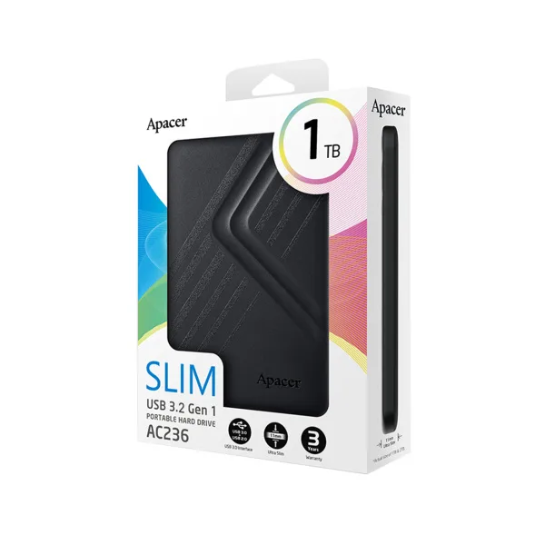 Внешний жёсткий диск Apacer 1TB 2.5″ AC236 Чёрный