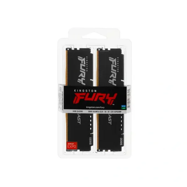 Комплект модулей памяти Kingston KF556C40BBK2-128 DDR5 128GB (Kit 2x64GB) 5600MHz