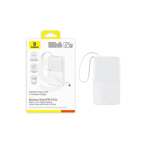 Портативный внешний аккумулятор Baseus EnerFill FC51 10000mAh 22.5W White (E0027601)