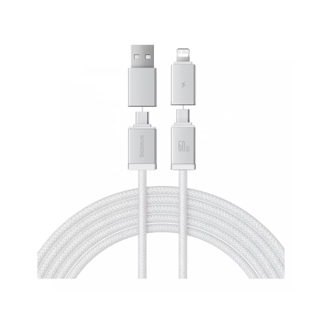 Интерфейсный кабель Baseus Versatile U+C to C+L 60W 2m White (P10383000211-01)
