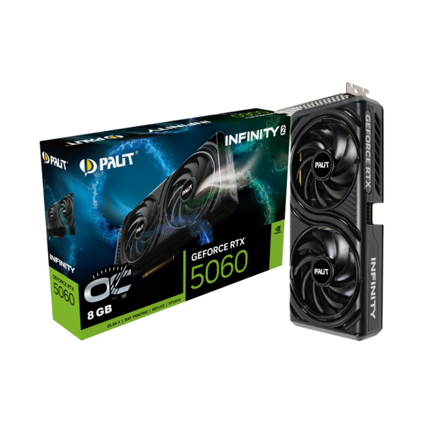 Купить не дорого Видеокарта PALIT RTX5060 INFINITY 2 OC 8GB NE75060V19P1-GB2063L) в интернет магазине Stels.kz Видеокарта PALIT RTX5060 INFINITY 2 OC 8GB NE75060V19P1-GB2063L) в интернет магазине Stels.kz