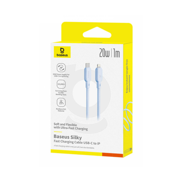 Интерфейсный кабель Baseus Silky Type-C to iP 20W 1m Blue (P10377700313-00) в интернет магазине Stels.kz