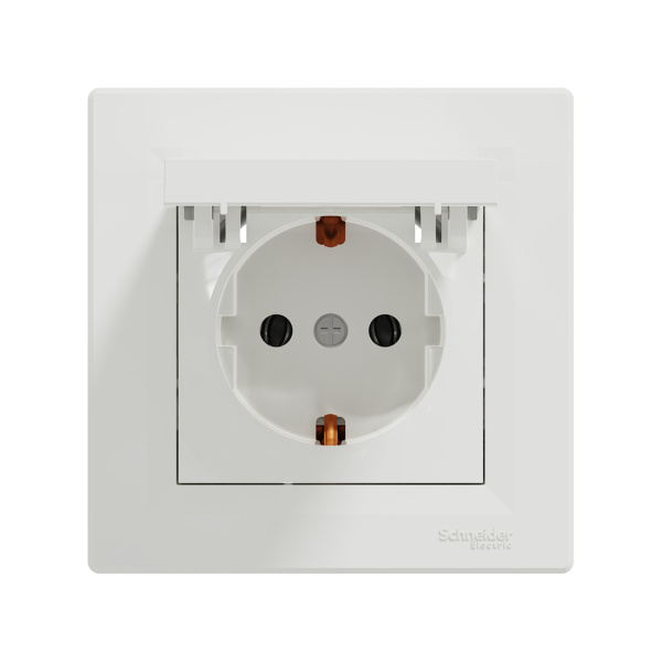 Розетка с заземлением SE EPH3100121 Asfora 16А с крышкой в сборе винт. клеммы белый в интернет магазине Stels.kz