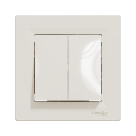 Переключатель двухклавишный SE EPH0600123 Asfora в сборе быстрозажим. клеммы кремовый в интернет магазине Stels.kz