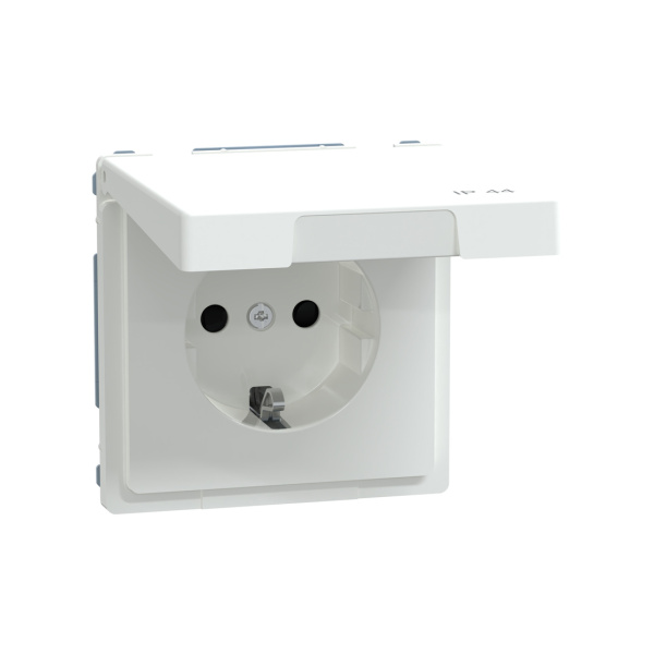 Розетка MERTEN MTN2314-6035 D-Life 16А с з/к с крышкой IP44 белый лотос