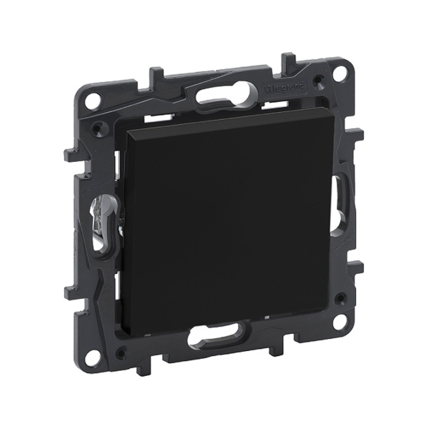 Выключатель одноклавишный Niloe Step 10А авт.клеммы Чёрный new