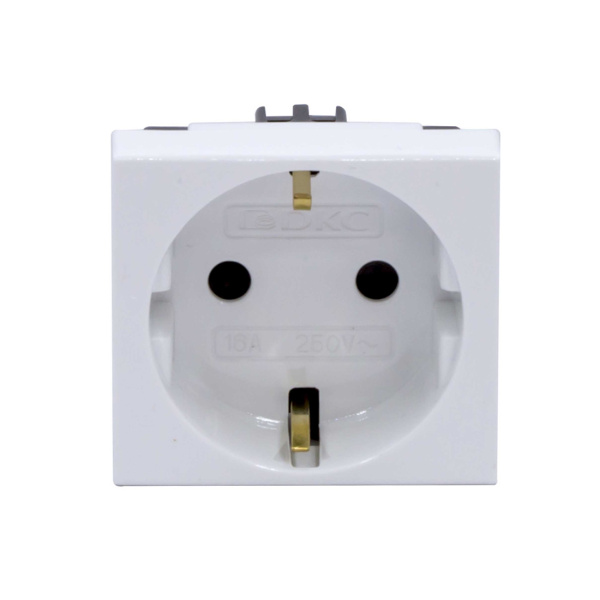 Розетка силовая серии Viva DKC 45005 2Р+Е со шторками белая в интернет магазине Stels.kz