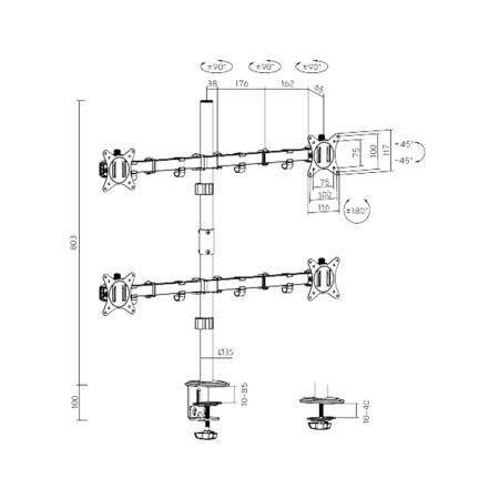 Настольный кронштейн XG MG-1732Q для 4-х мониторов (17"-32") в интернет магазине Stels.kz