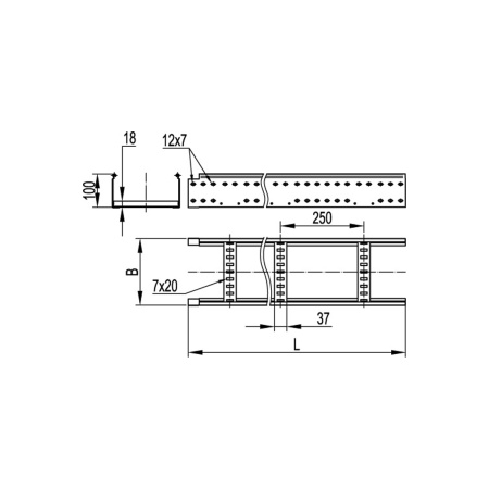 Лоток лестничный 50х200 DKC LL5020 L3000 в интернет магазине Stels.kz