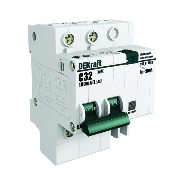 Дифференциальный автоматический выключатель DEKraft 15162DEK ДИФ-101 1+N C 50А 30мА AC AC Дифференциальный автоматический выключатель DEKraft 15162DEK ДИФ-101 1+N C 50А 30мА AC AC