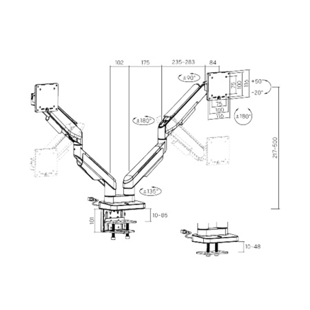 Настольный кронштейн с газлифтом XG MGG-1735D grey для 2-х мониторов (17"-35") Серый в интернет магазине Stels.kz