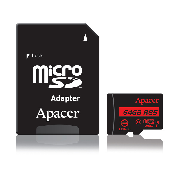 Карта памяти Apacer AP64GMCSX10U5-R 64GB + адаптер Карта памяти Apacer AP64GMCSX10U5-R 64GB + адаптер