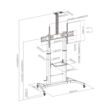 Стойка мобильная Brateck TTL03H-610TW в интернет магазине Stels.kz