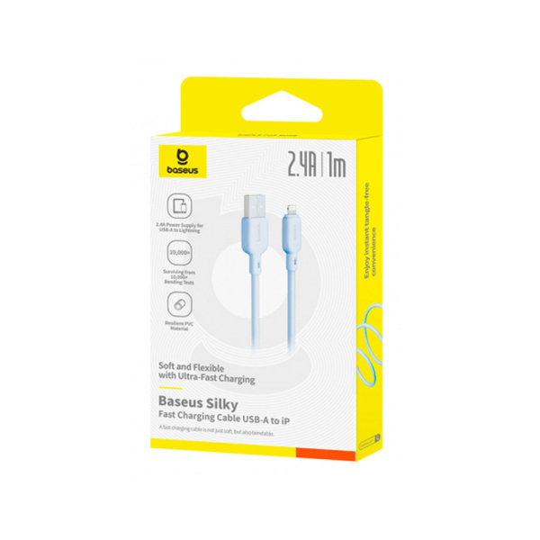 Интерфейсный кабель Baseus Silky USB to iP 2.4A 1m Galaxy Blue (P10377702313-00) в интернет магазине Stels.kz