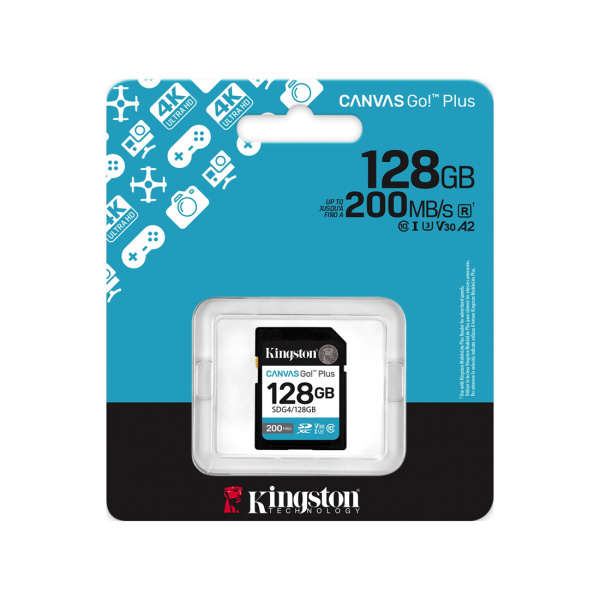 Карта памяти Kingston SDG4/128GB Canvas Go Plus Gen4 C10 UHS-I U3 V30 128GB в интернет магазине Stels.kz
