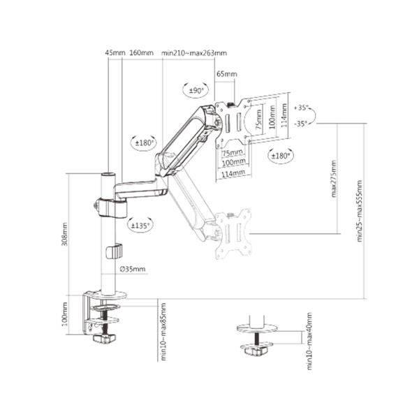 Настольный кронштейн с газлифтом XG MG-1732 для 1 монитора (17"-32") в интернет магазине Stels.kz