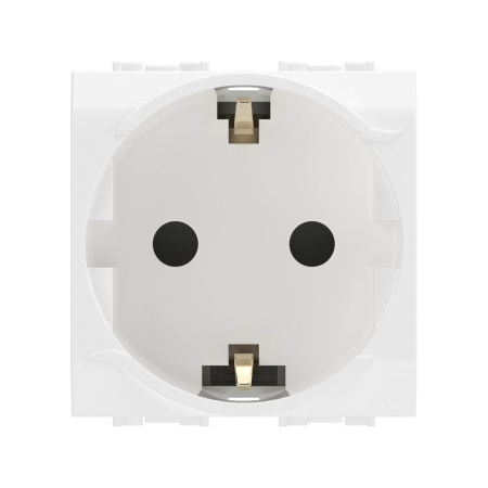 Электрическая розетка с заземлением DKC 76482B со шторками белая, 2мод. в интернет магазине Stels.kz