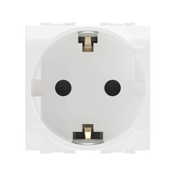 Электрическая розетка с заземлением DKC 76482B со шторками белая, 2мод. в интернет магазине Stels.kz