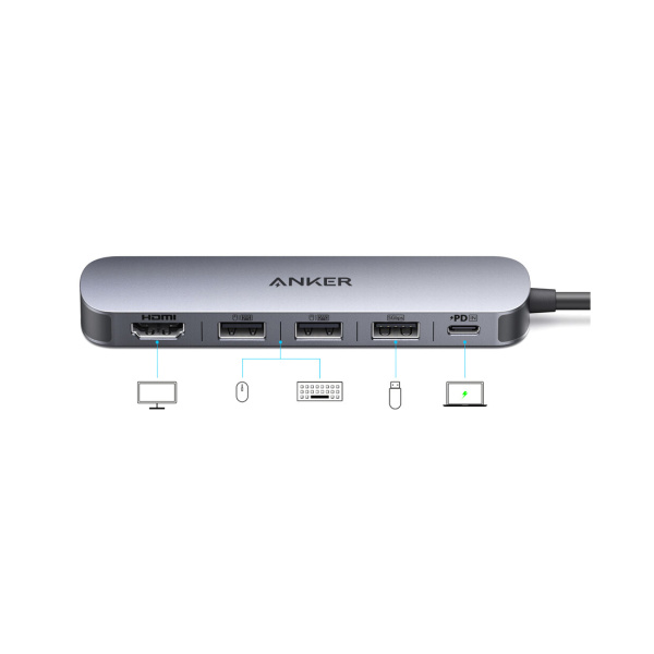 Концентратор Anker USB-C (5-in-1, 4K HDMI) (A8357HA0) Серый в интернет магазине Stels.kz