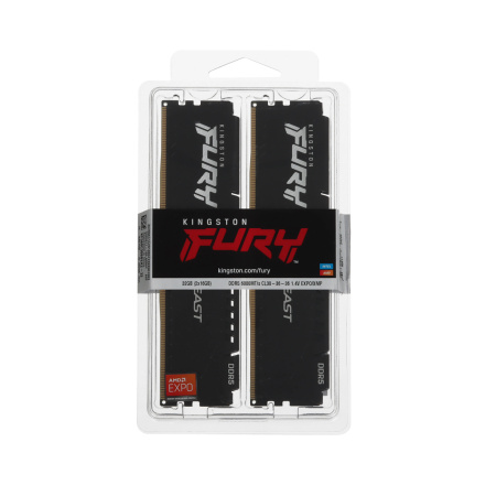 Комплект модулей памяти Kingston FURY Beast Black KF560C30BBEK2-32 DDR5 32GB (Kit 2x16GB) 6000MHz в интернет магазине Stels.kz