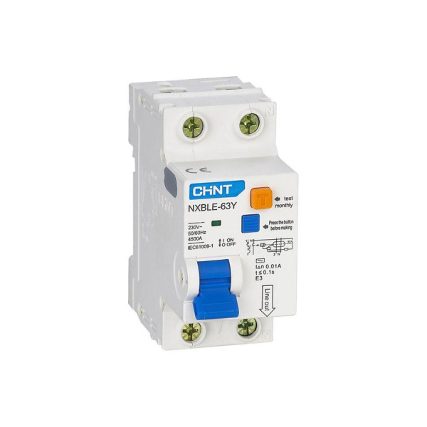 Дифференциальный автомат CHINT NXBLE-63Y 1P+N 16А C 10mA AC 4,5kA Дифференциальный автомат CHINT NXBLE-63Y 1P+N 16А C 10mA AC 4,5kA