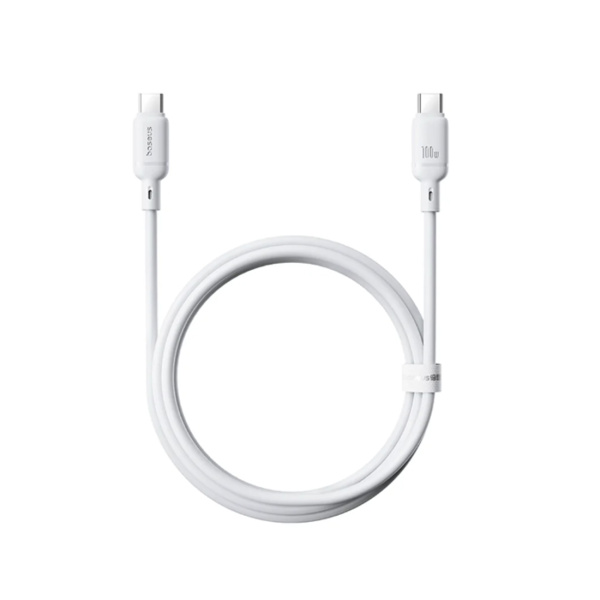 Интерфейсный кабель Baseus Silky Type-C to Type-C 100W 1m White(P10377704213-00)