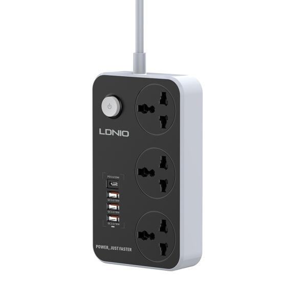 Сетевой фильтр LDNIO Universal SC3412 3 розетки 1*USB-C 12V-1.67A 3*USB 5V/3.4A Портов 2м Сетевой фильтр LDNIO Universal SC3412 3 розетки 1*USB-C 12V-1.67A 3*USB 5V/3.4A Портов 2м