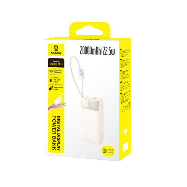Портативный внешний аккумулятор Baseus EnerFill FC11 20000mAh 22.5W Beige (E0027S05) в интернет магазине Stels.kz